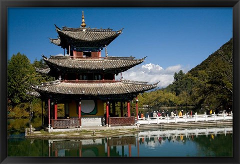 Framed Marble Bridge to Pagoda, Yunnan, China Print