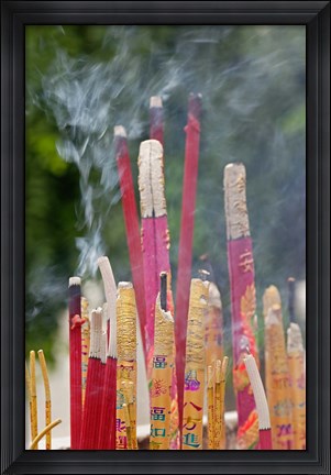 Framed Incense burning, Big Wild Goose Pagoda, Xian, China Print