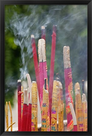 Framed Incense burning, Big Wild Goose Pagoda, Xian, China Print