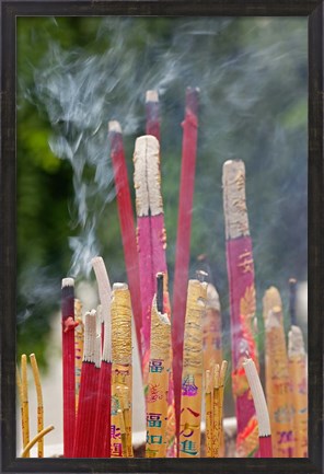 Framed Incense burning, Big Wild Goose Pagoda, Xian, China Print