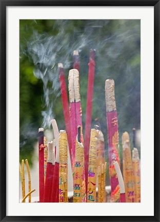 Framed Incense burning, Big Wild Goose Pagoda, Xian, China Print