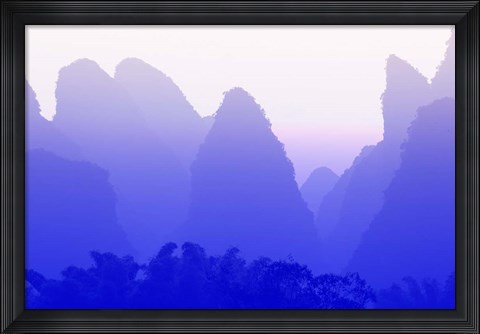 Framed Karst formations along the Yulong River, China Print