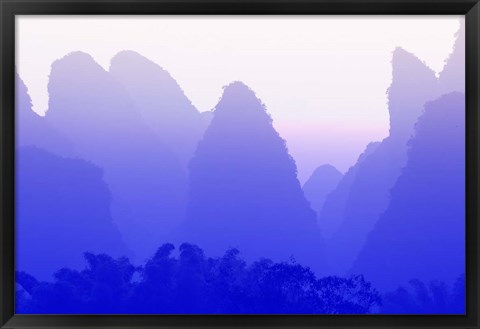 Framed Karst formations along the Yulong River, China Print