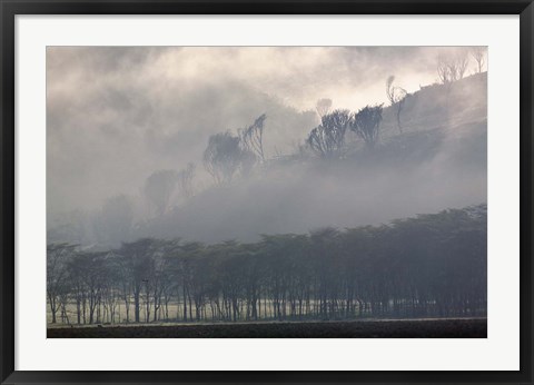 Framed Mist rising from escarpment, Lake Nakuru National Park, Kenya Print