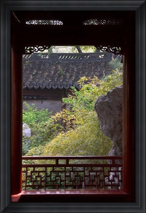 Framed Landscape in Traditional Chinese Garden, Shanghai, China Print