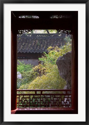 Framed Landscape in Traditional Chinese Garden, Shanghai, China Print