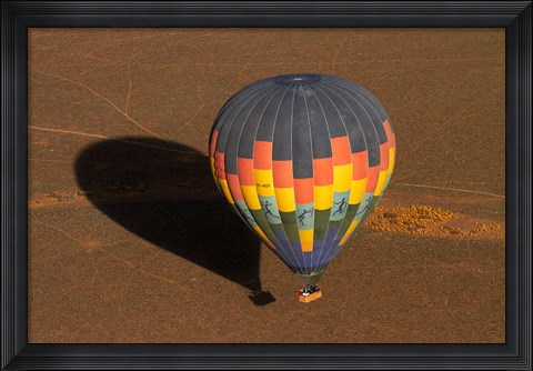 Framed Hot air balloon over Namib Desert, near Sesriem, Namibia, Africa. Print