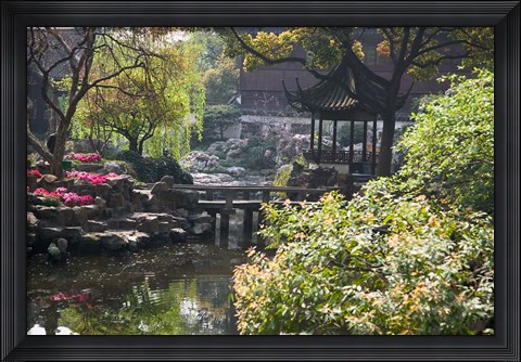 Framed Landscape of Traditional Chinese Garden, Shanghai, China Print