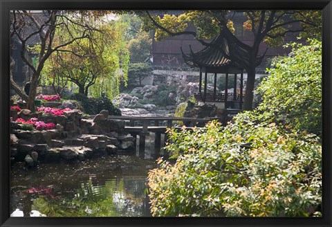 Framed Landscape of Traditional Chinese Garden, Shanghai, China Print