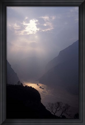 Framed Landscape of Xiling Gorge in Mist, Three Gorges, Yangtze River, China Print