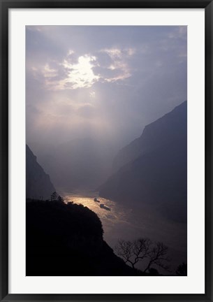 Framed Landscape of Xiling Gorge in Mist, Three Gorges, Yangtze River, China Print