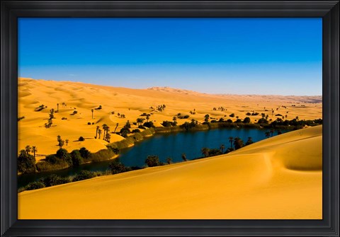 Framed Libya, Fezzan, desert Erg Ubari, Umm el Maa lake Print