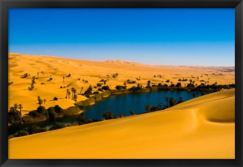 Framed Libya, Fezzan, desert Erg Ubari, Umm el Maa lake Print