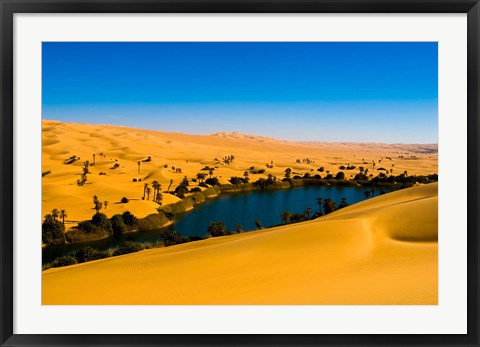 Framed Libya, Fezzan, desert Erg Ubari, Umm el Maa lake Print