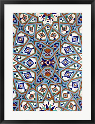 Framed Morocco, Hassan II Mosque mosaic, Islamic tile detail Print