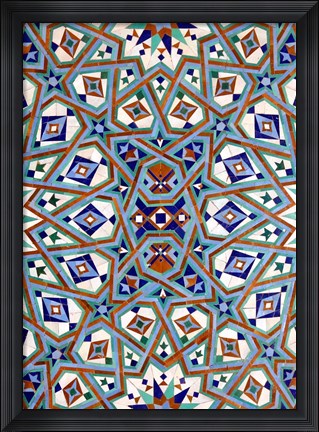 Framed Morocco, Hassan II Mosque mosaic, Islamic tile detail Print