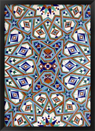 Framed Morocco, Hassan II Mosque mosaic, Islamic tile detail Print