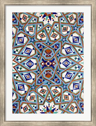 Framed Morocco, Hassan II Mosque mosaic, Islamic tile detail Print