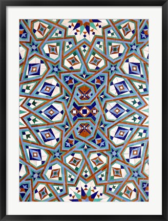 Framed Morocco, Hassan II Mosque mosaic, Islamic tile detail Print