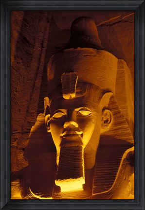 Framed Lighted Face at the Great Temple of Ramesses II, Egypt Print