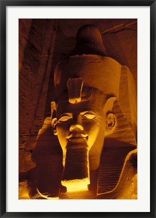 Framed Lighted Face at the Great Temple of Ramesses II, Egypt Print