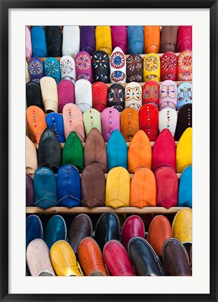 Framed Leather slippers, Medina Fes, Middle Atlas, Morocco Print