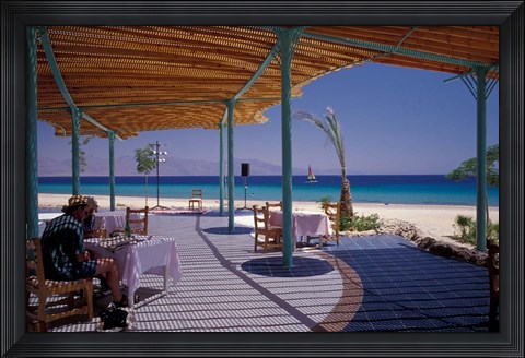 Framed Hotel Coral Hilton Restaurant on the Red Sea, Egypt Print