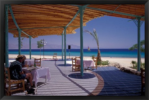 Framed Hotel Coral Hilton Restaurant on the Red Sea, Egypt Print