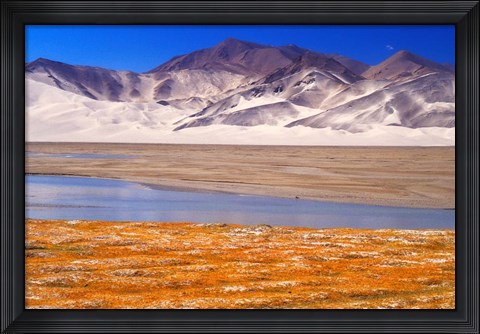 Framed Landscape of Mt Kunlun and Karakuli Lake, Silk Road, China Print