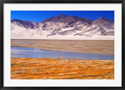 Framed Landscape of Mt Kunlun and Karakuli Lake, Silk Road, China Print