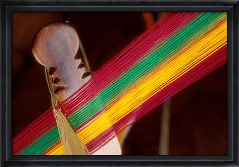 Framed Kente Cloth Being Woven on Loom, Bonwire, Ghana Print