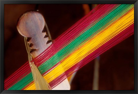 Framed Kente Cloth Being Woven on Loom, Bonwire, Ghana Print