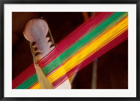 Framed Kente Cloth Being Woven on Loom, Bonwire, Ghana Print