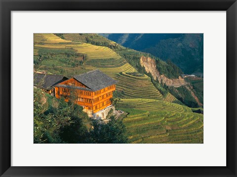 Framed Longji, Guangxi Province, China Print