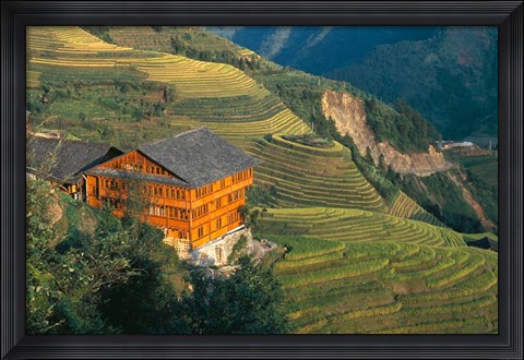 Framed Longji, Guangxi Province, China Print