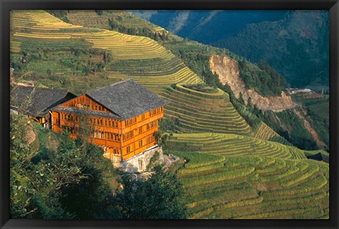 Framed Longji, Guangxi Province, China Print