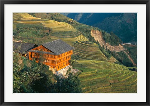 Framed Longji, Guangxi Province, China Print