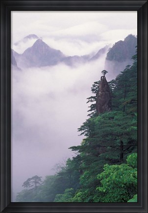 Framed Landscape of Mt Huangshan in Mist, China Print
