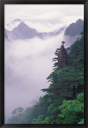 Framed Landscape of Mt Huangshan in Mist, China Print