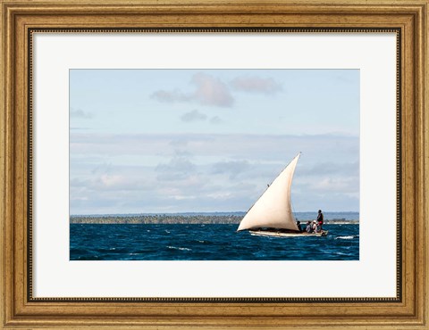 Framed Men sailing on the sea of Zanj, Ihla das Rolas, Mozambique Print