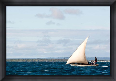 Framed Men sailing on the sea of Zanj, Ihla das Rolas, Mozambique Print