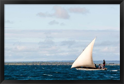 Framed Men sailing on the sea of Zanj, Ihla das Rolas, Mozambique Print