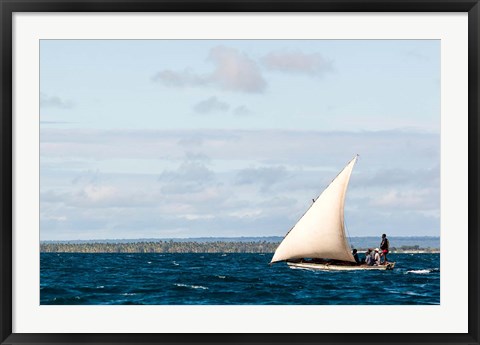 Framed Men sailing on the sea of Zanj, Ihla das Rolas, Mozambique Print