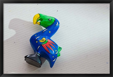 Framed Blue wooden Dodo bird toy, Mauritius Print