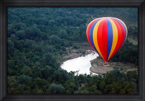 Framed Kenya, Maasai Mara, Mara River, Hot-Air Ballooning Print