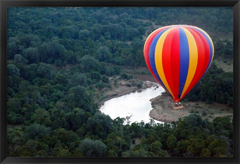 Framed Kenya, Maasai Mara, Mara River, Hot-Air Ballooning Print