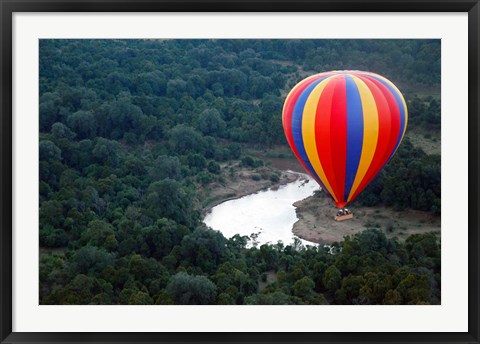 Framed Kenya, Maasai Mara, Mara River, Hot-Air Ballooning Print