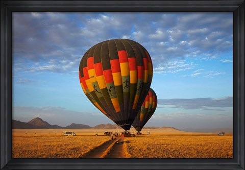 Framed Launching hot air balloons, Namib Desert, near Sesriem, Namibia Print