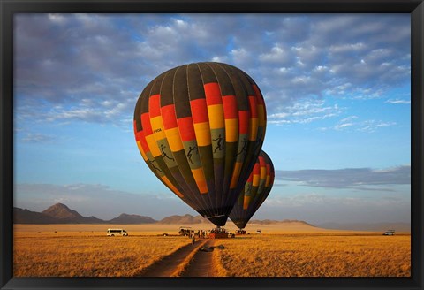 Framed Launching hot air balloons, Namib Desert, near Sesriem, Namibia Print