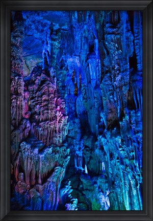 Framed Ludi Cave, limestone cave formation, Guangxi, China Print